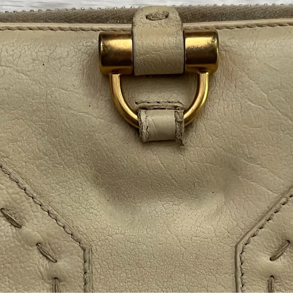 Yves Saint Laurent Tan Wallet with Gold Detail